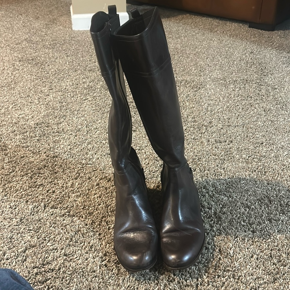 Espresso brown leather Tory Burch riding boots